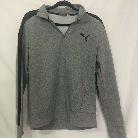 Puma Grey Quarter Zip Pullover Sweatshirt Womens M Casual Gray Gorpcore Athletic - Picture 1 of 8